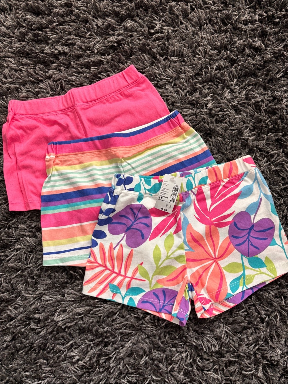Girls Bright Floral & Stripe Shorts 3-Pack
